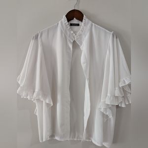 Boohoo white see-through flowy blouse